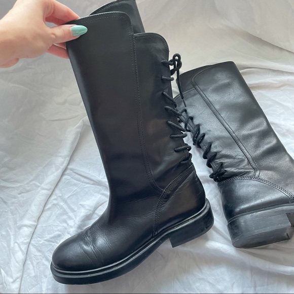 Sam Edelmen Franka Black Lace up Back Boots Size 6.5 - Picture 6 of 8